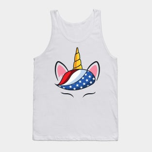 Unicorn Face American Flag 4th Of July Tank Top